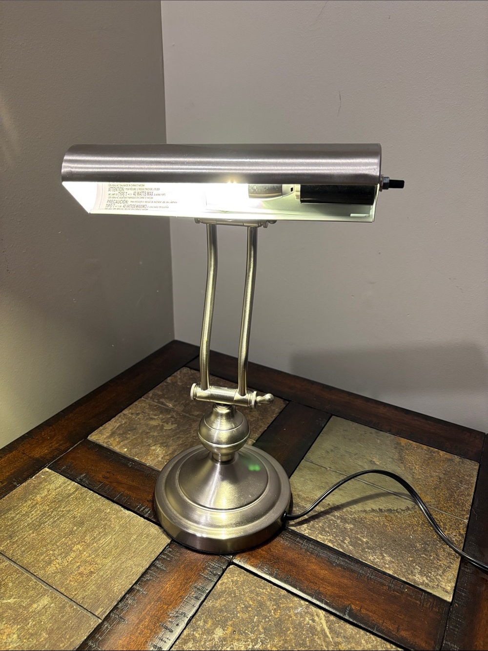 Brushed Metal Adjustable Piano or Desk Lamp